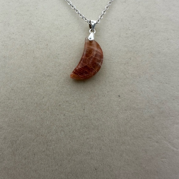 Sunstone Crescent Moon Pendant Necklace - Picture 3 of 13